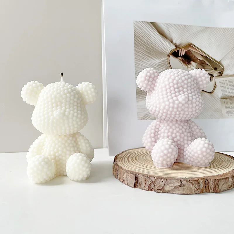 

New Diamond Bear Candle Mold DIY Scented Candle 3D Teddy Bear Silicone Mold Plaster Handmade Soap Epoxy Resin Mold