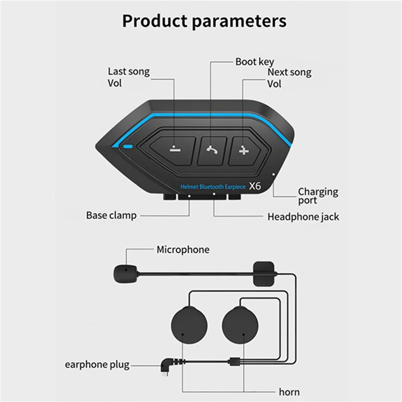 Bluetooth-наушники X6 на шлем 2 шт
