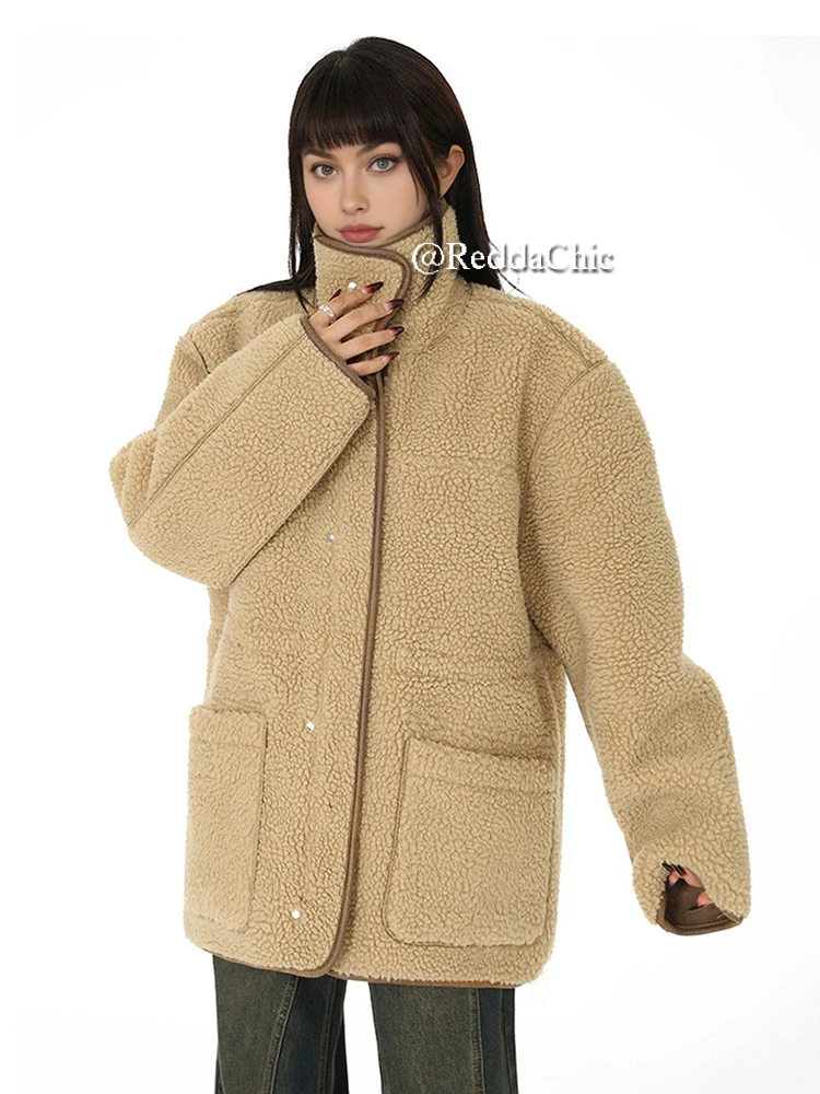 REDDACHiC двусторонняя женская кожаная куртка из овечьего флиса теплая зимняя