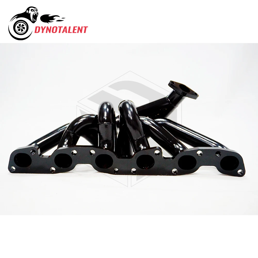 Фото Выпускной коллектор DYN RACING Top Mount T4 с фланцем 3 мм из мягкой стали с черным покрытием для Nissan Skyline GTR R32 R33 R34 RB26DETT №2