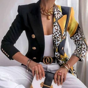 2022 Spring/Summer New Women's Printed Elegant Small Suit Elegant Double-breasted Coat Women Blazers