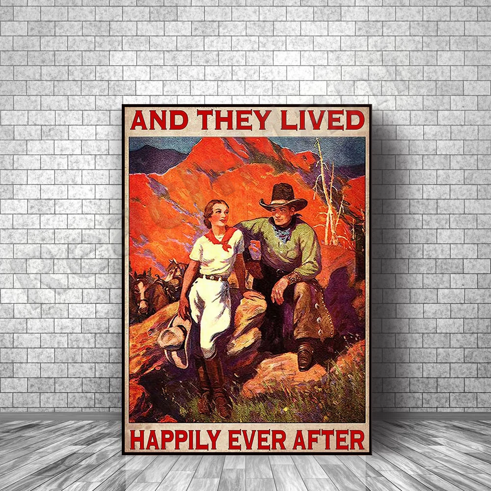 

They live happily after poster, vintage poster for couple, best gift ever, gift for him, best gift
