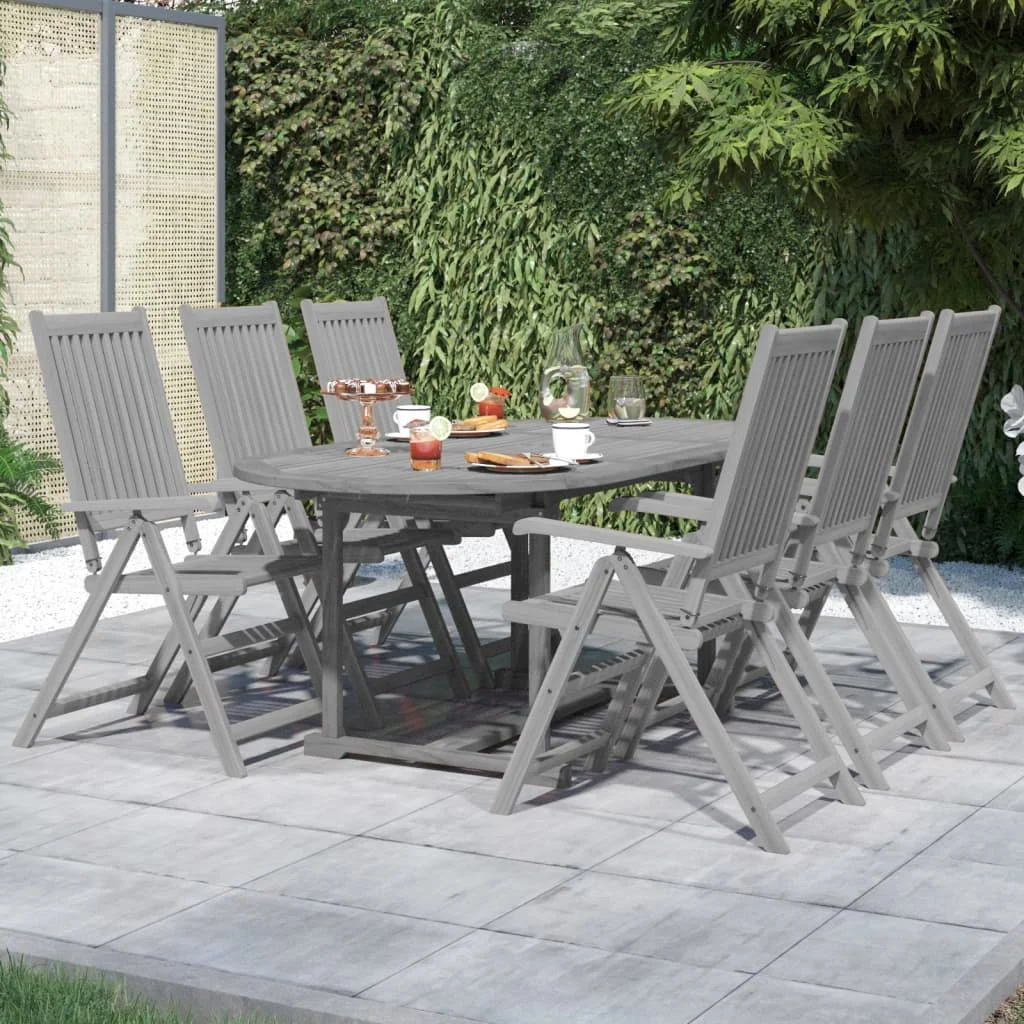 

7 Piece Garden Dining Set,Patio Table and Chair Set, Solid Wood Acacia