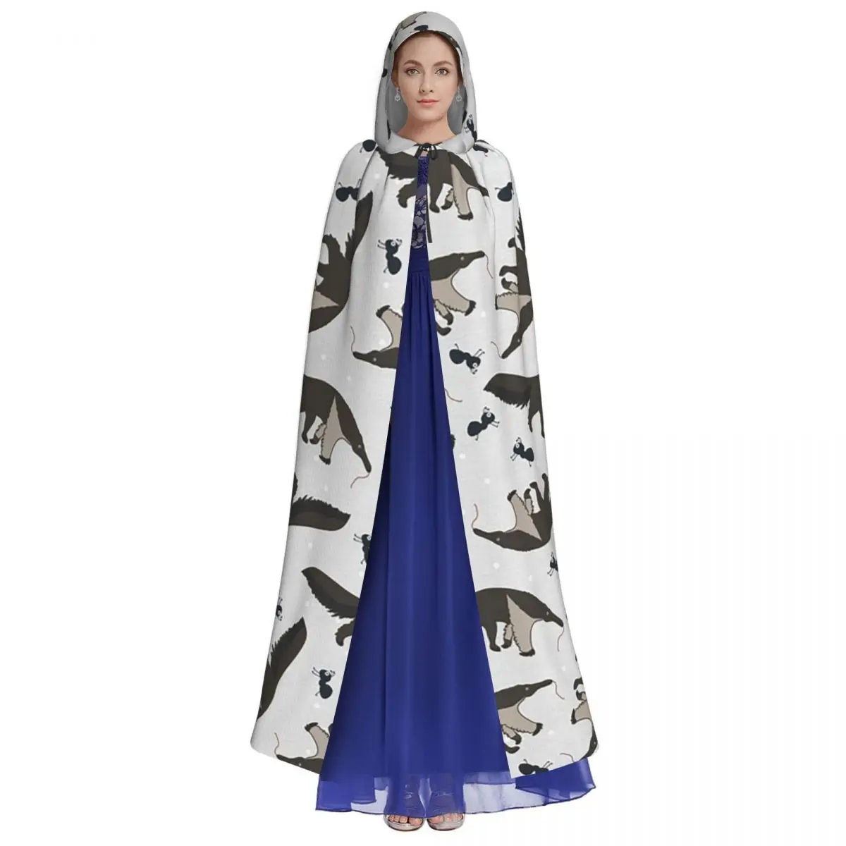 Фото Giant Anteaters And Ants All Over Pattern Long Hooded Cloak Witch Medieval Costume Cosplay Cape HalloweenParty Adult Unisex №3