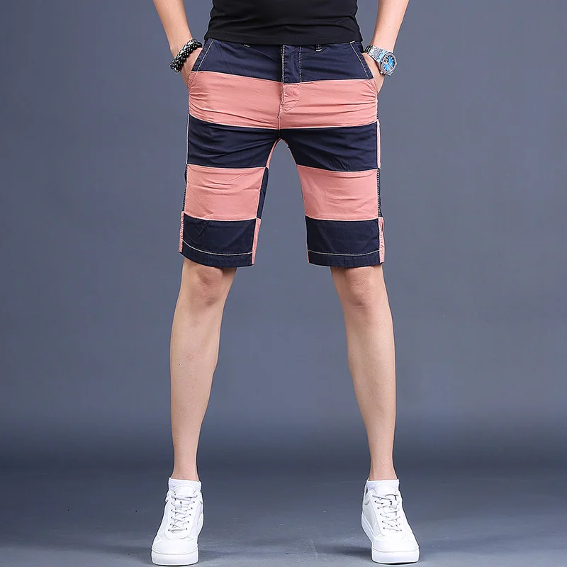 

Striped Summer Men Beach Casual Slim Fit Straight Cotton Shorts