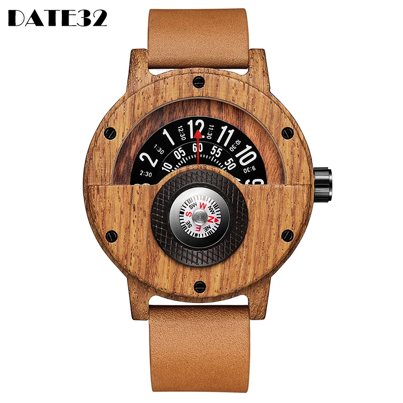 

Multifunctional Wooden Wristwatch for Men Quartz Leather Wrist Watches Man Clock Natural Sandalwood Walnut Ebony Real Wood Reloj