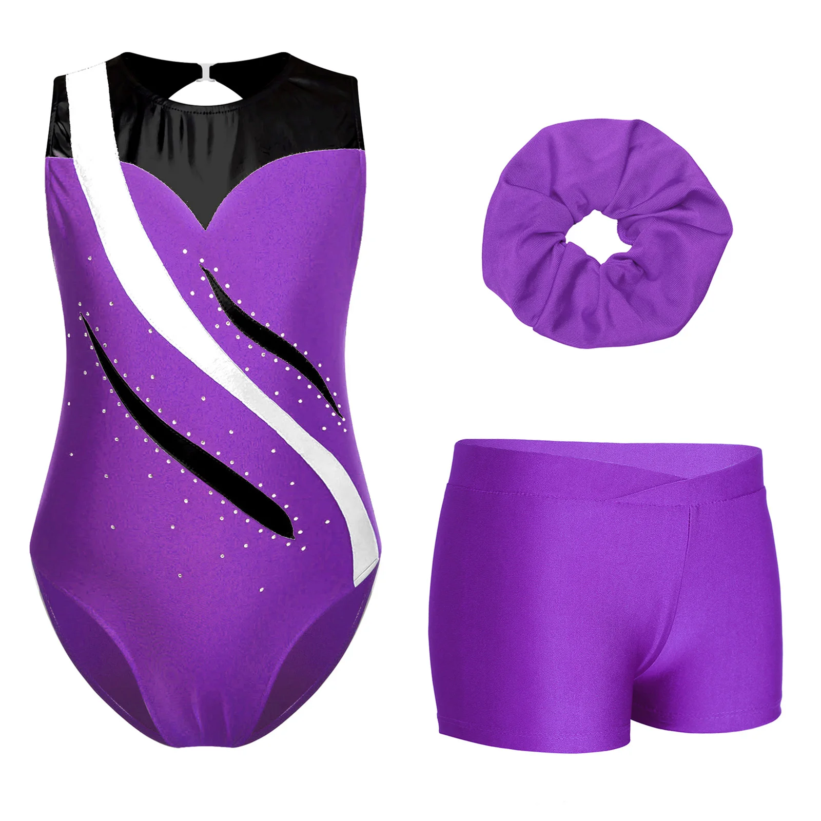 Детский гимнастический костюм с бриллиантами для девочек