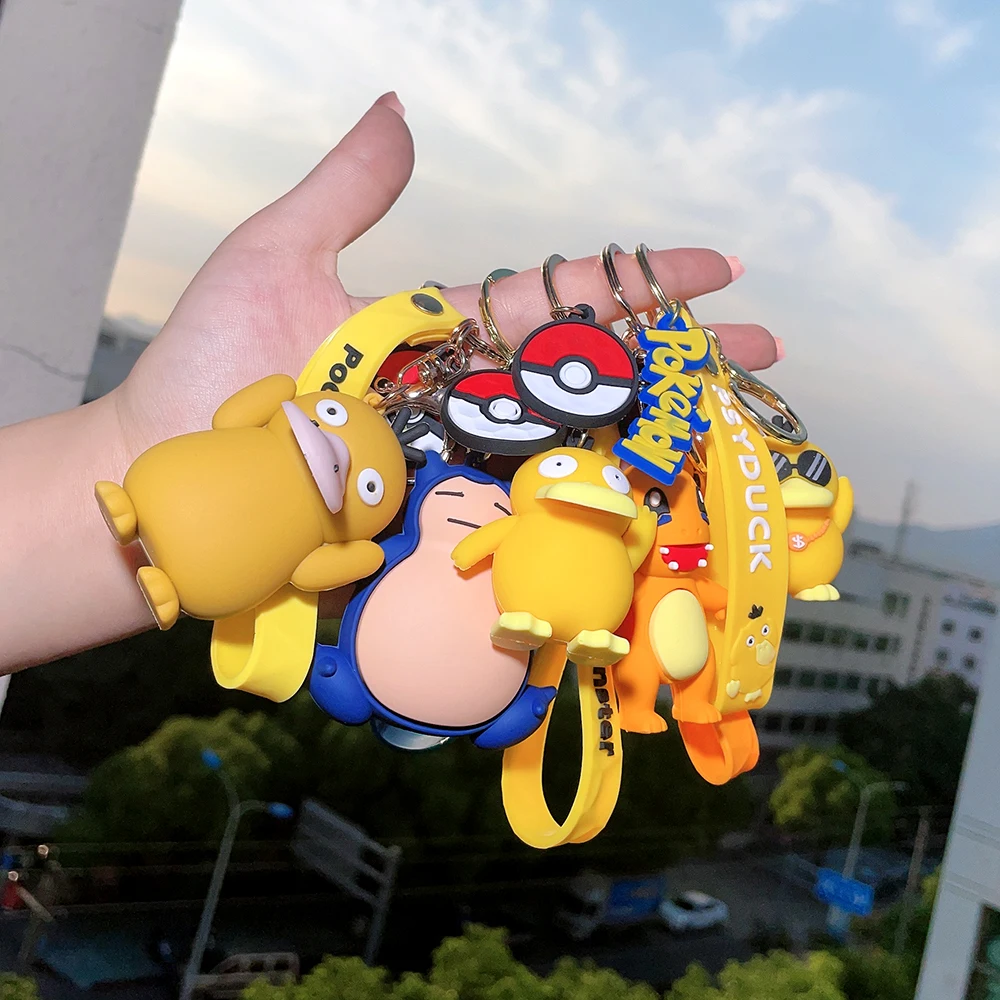 

Psyduck Pikachu Pokemon Keychain Action Figure Pokémon Keychain Backpack Pendant Model Car Key Chains Kids Boy Gift