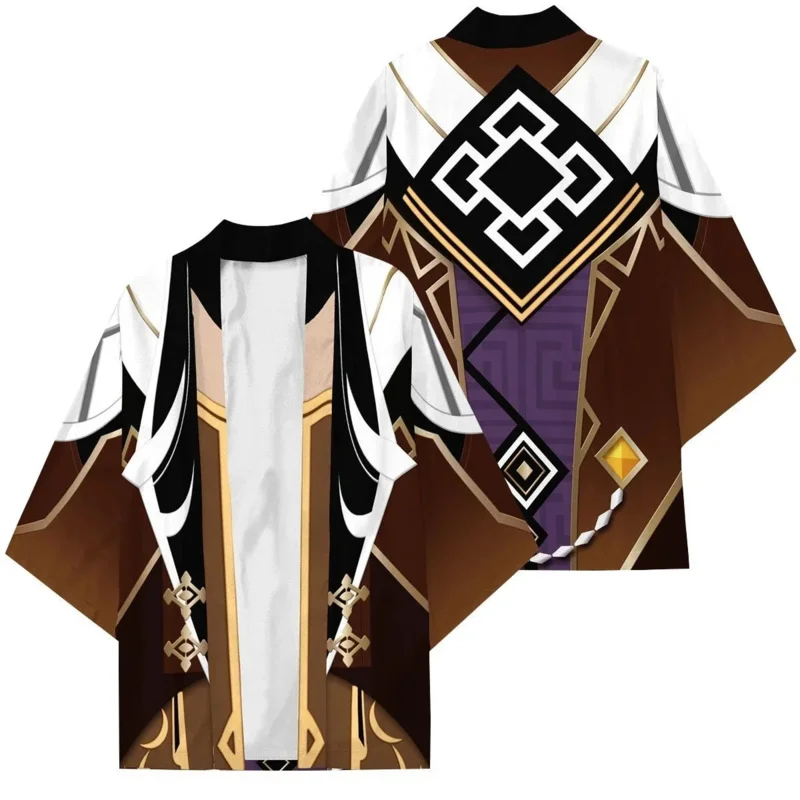 Genshin Impact Morax Zhong Li Cosplay Kimono Dorosły Nadruk 3D Haori Yukata Koszule Imprezowe Streetwear Tops Cloak