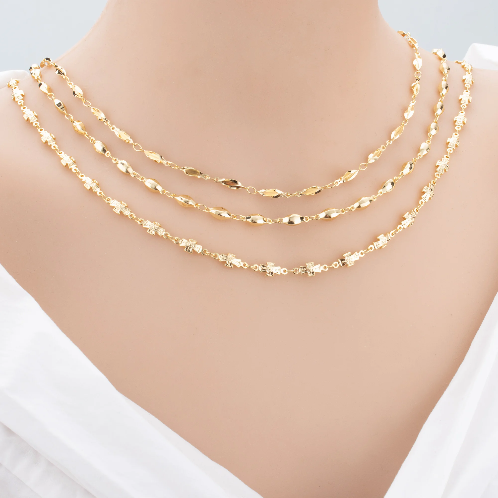 GUFEATHER C420 цепочка 18-каратное золото с родиевым покрытием медь без никеля ручная