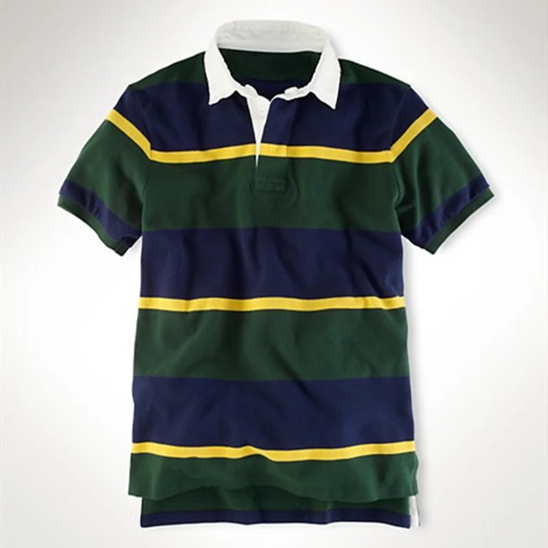 

Summer Casual Men Quality Small Horse 100% Cotton Short Sleeve Polo Shirt Homme Masculine Stripe Oxford Embroidery Masculino