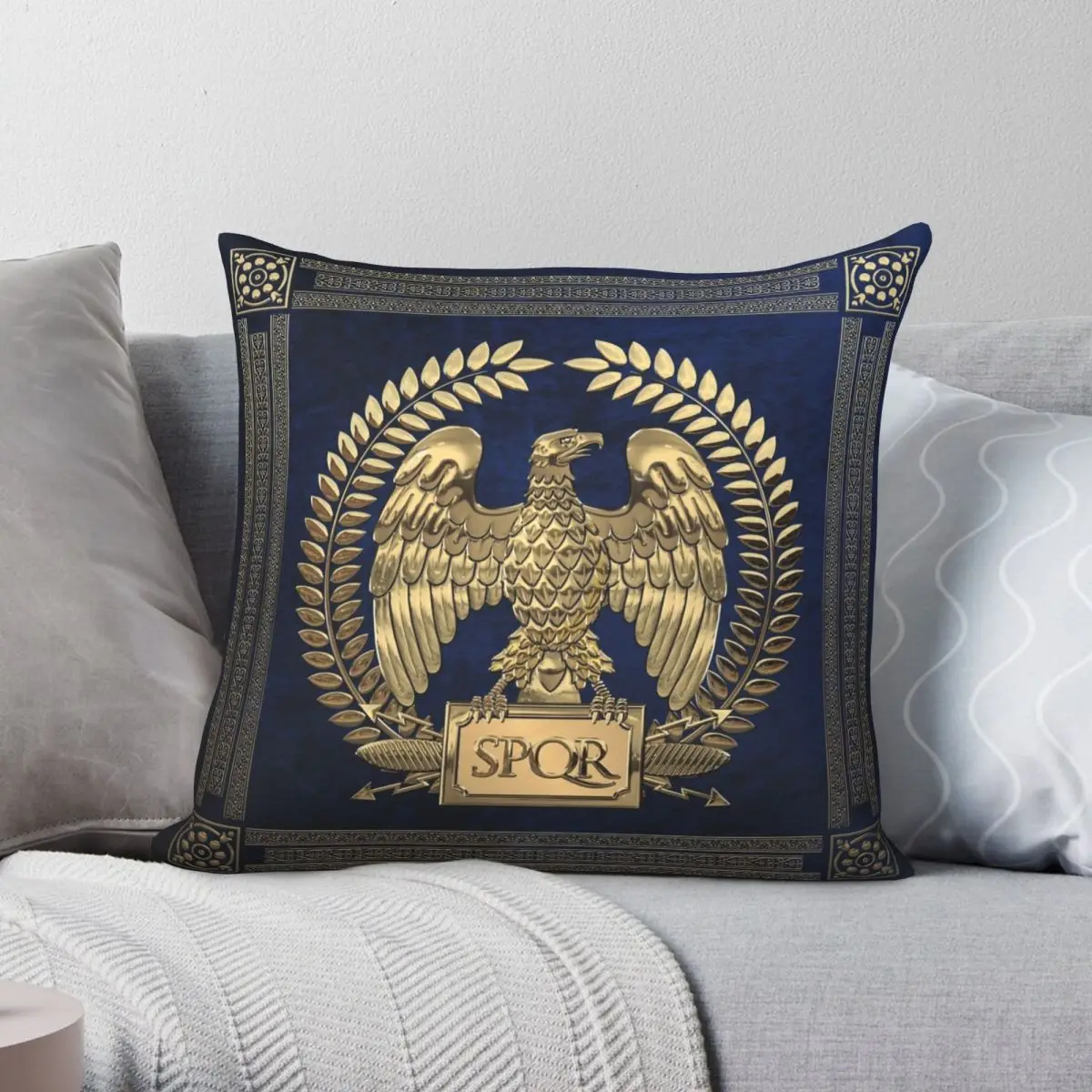 

Roman Empire Gold Square Pillowcase Polyester Linen Velvet Pattern Zip Decor Pillow Case Home Cushion Cover