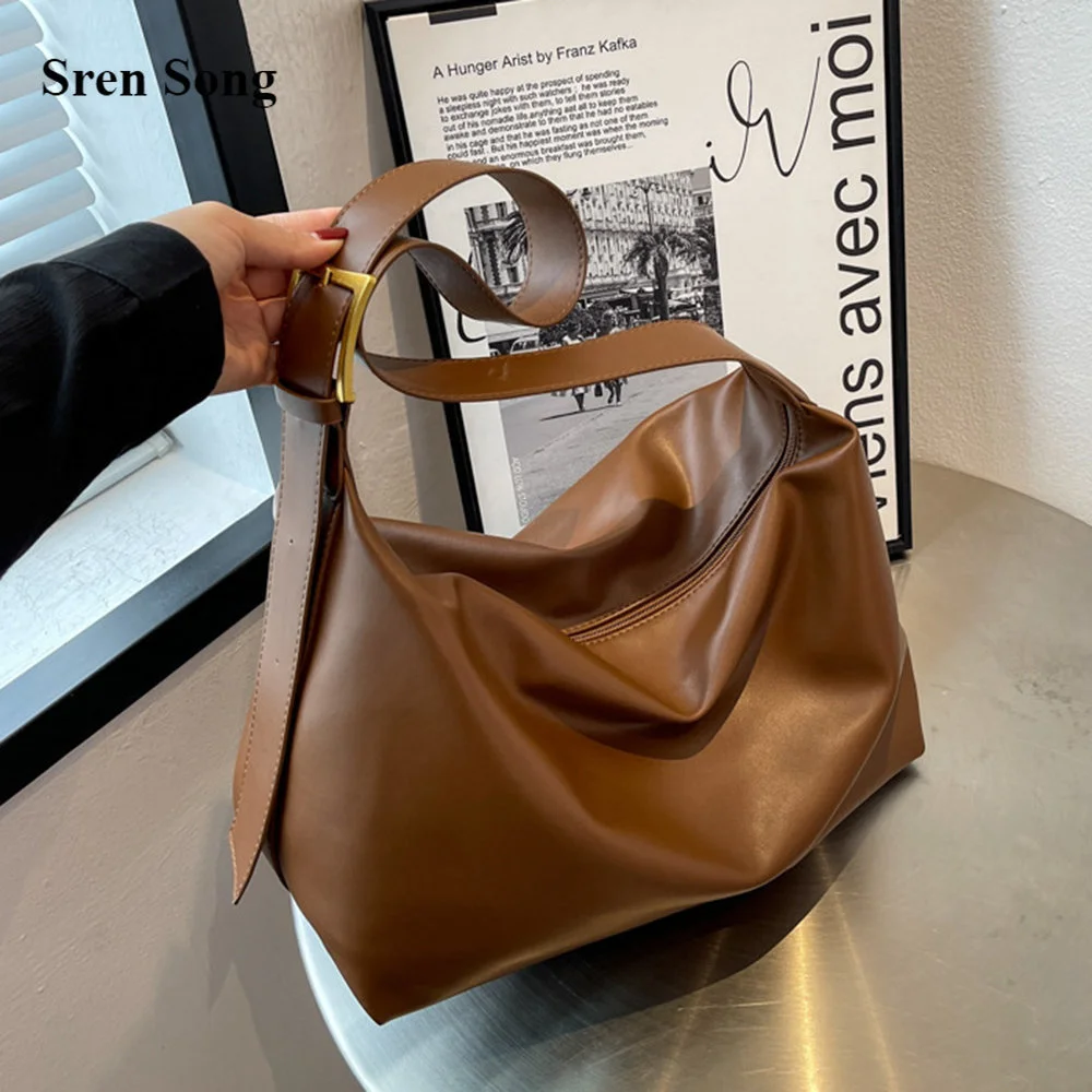 

Large Capacity Shoulder Bags For Women 2023 New Tote Crossbody Bags Pu Leather Solid Color Bags Shopping And Travel Bags