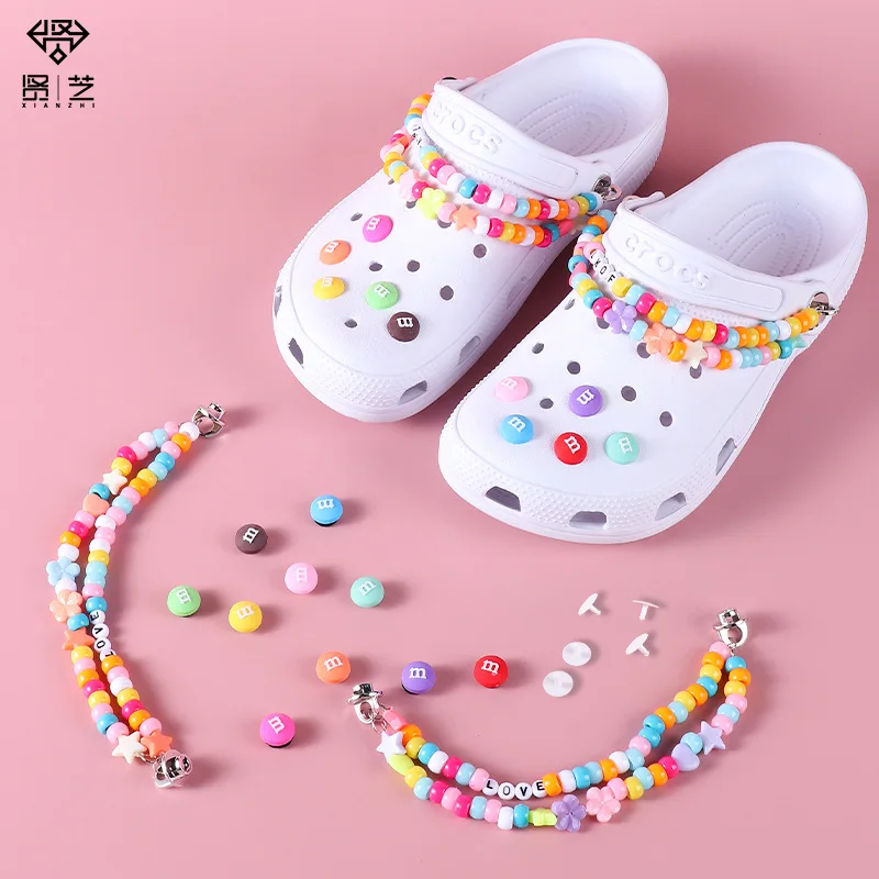 

Croc Charms Designer Flowers and M Beans Chains Bundle Charms for Crocs DIY Accessories Decoration