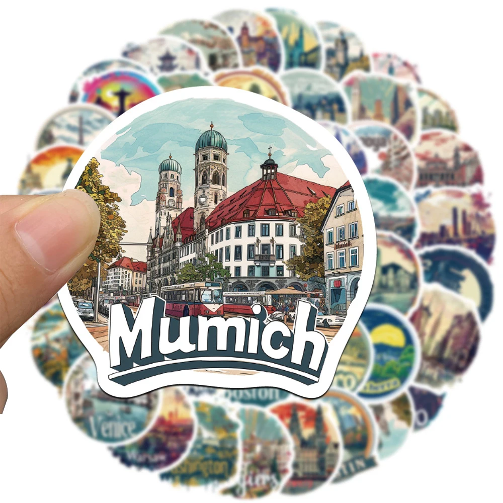 10/30/50 шт. Известный мировой пейзаж Страна город мультяшные наклейки Наклейка для