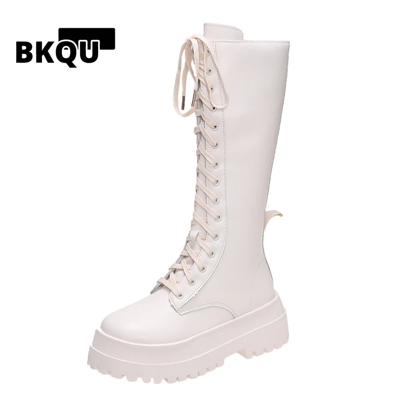 

BKQU 2022 новые утолщенные зимние рыцарские сапоги женские сапоги до колена на высоком квадратном каблуке ретро толстые мотоциклетные сапоги ч...