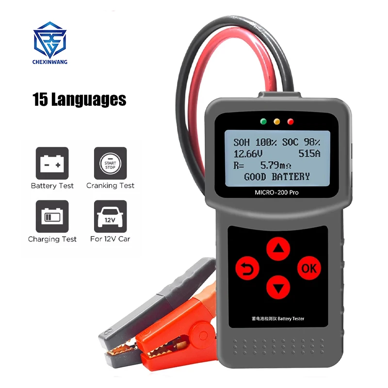 Тестер нагрузки на автомобильные аккумуляторы, 12 В, 24 В, Micro200pro, 40-2000 CCA, 12 В, 12 В, 20 А, Micro 200Pro