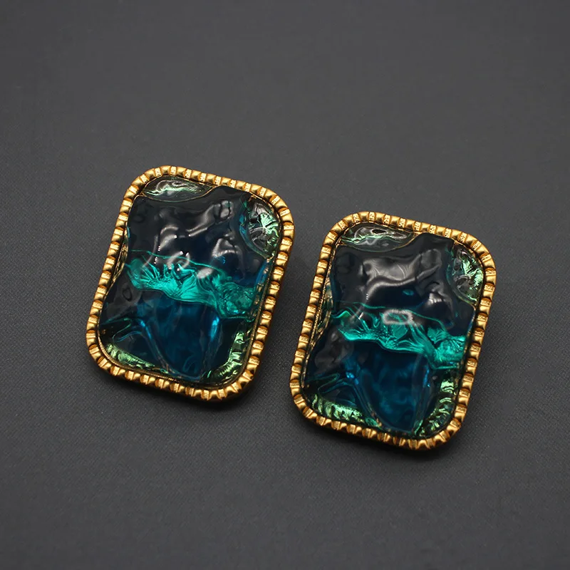 

Jewelry Vintage large ear clip senior sense studs square earrings