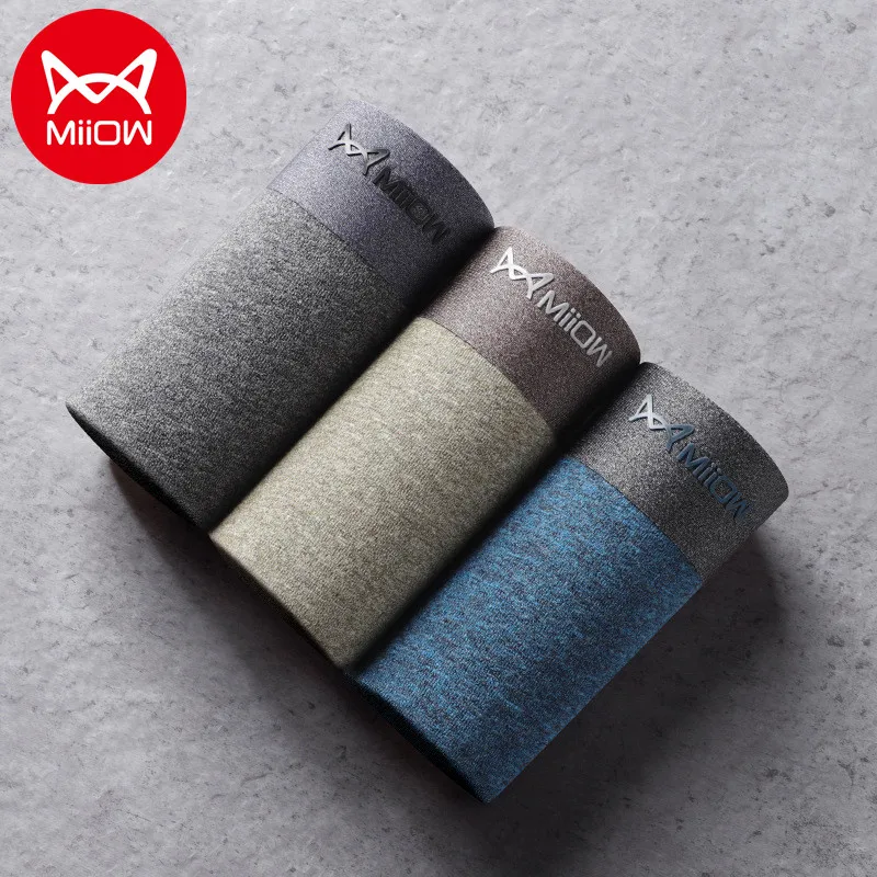 

MiiOW 3pcs Youpin 3A Graphene Men Boxer Antibacterial Ice Silk Man Underwear Male Cotton Boxers Solid Color Shorts Men's Panties