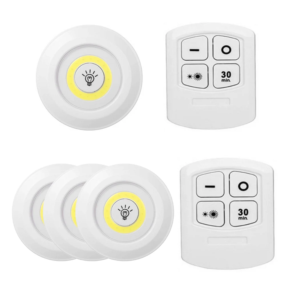 

3W Super Bright Cob Under Cabinet Light LED Wireless Remote Control Dimmable Wardrobe Night Lamp Home Bedroom Closet Kitchen