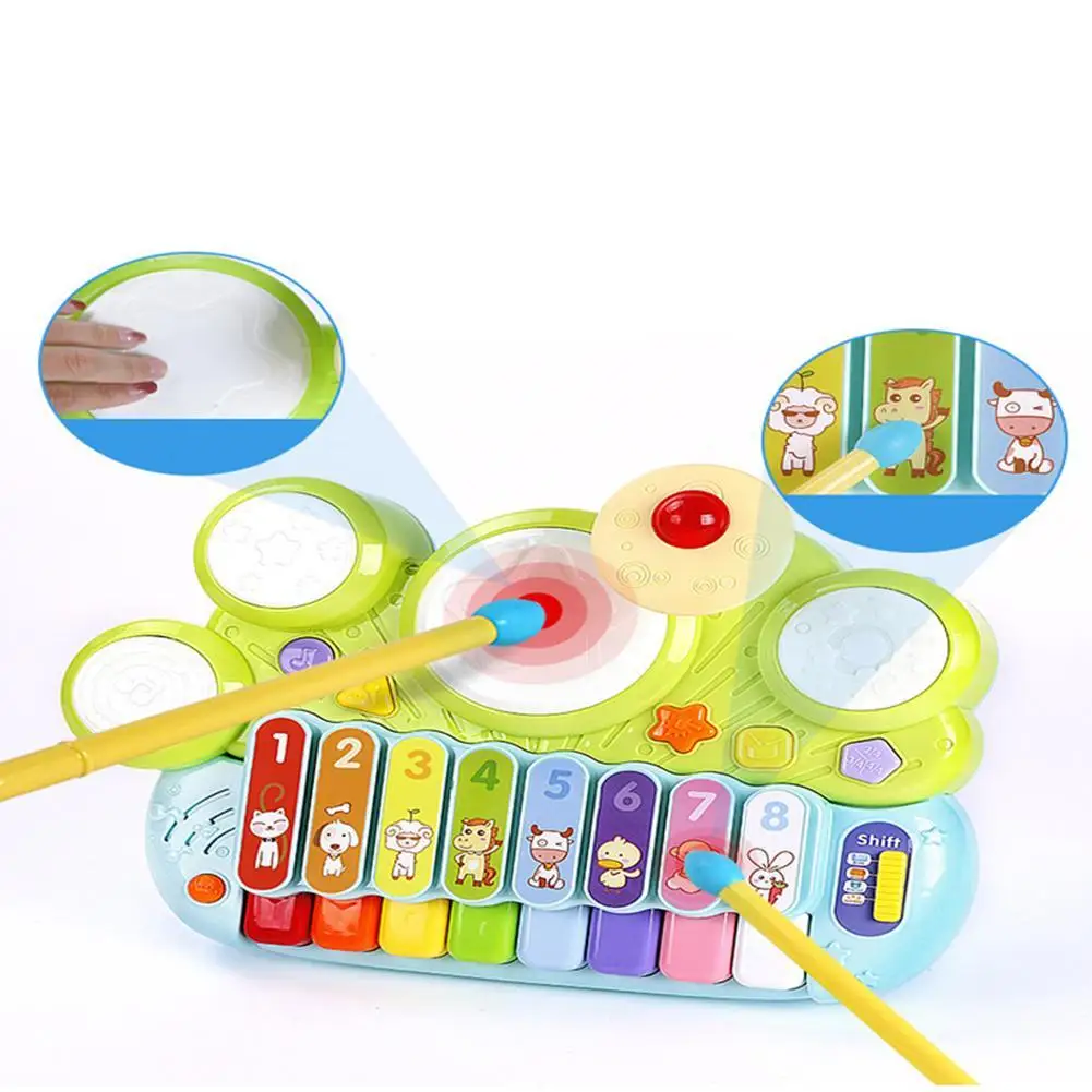 

3-in-1 Electronic Piano Keyboard Xylophone Drum Set Multi-functional Musical Instruments Infant Early Educational Toys