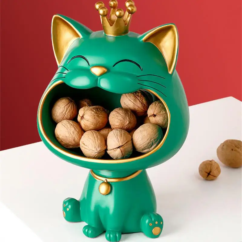 

Lucky Cat Statue Sculpture Table Decoration Miniature Figurine Sundries Storage Box Modern Living Room Desk Home Decor New