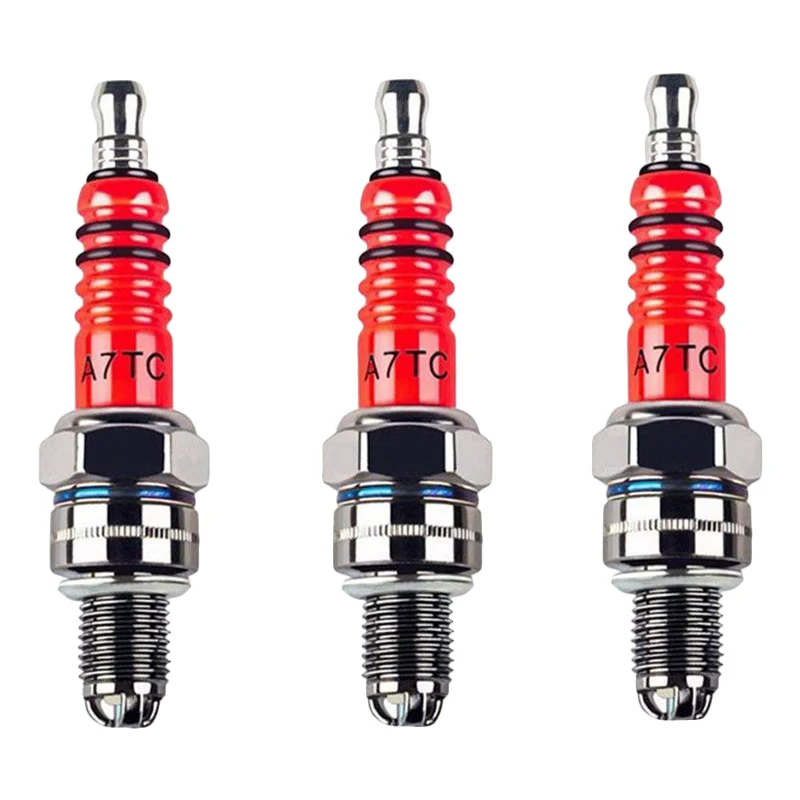 3Pcs Spark Plug A7tc Triple Electrode For Gy6 50 Cc 70Cc 90 110Cc 125 150Cc &amp D8tc 3 Racing Sp |