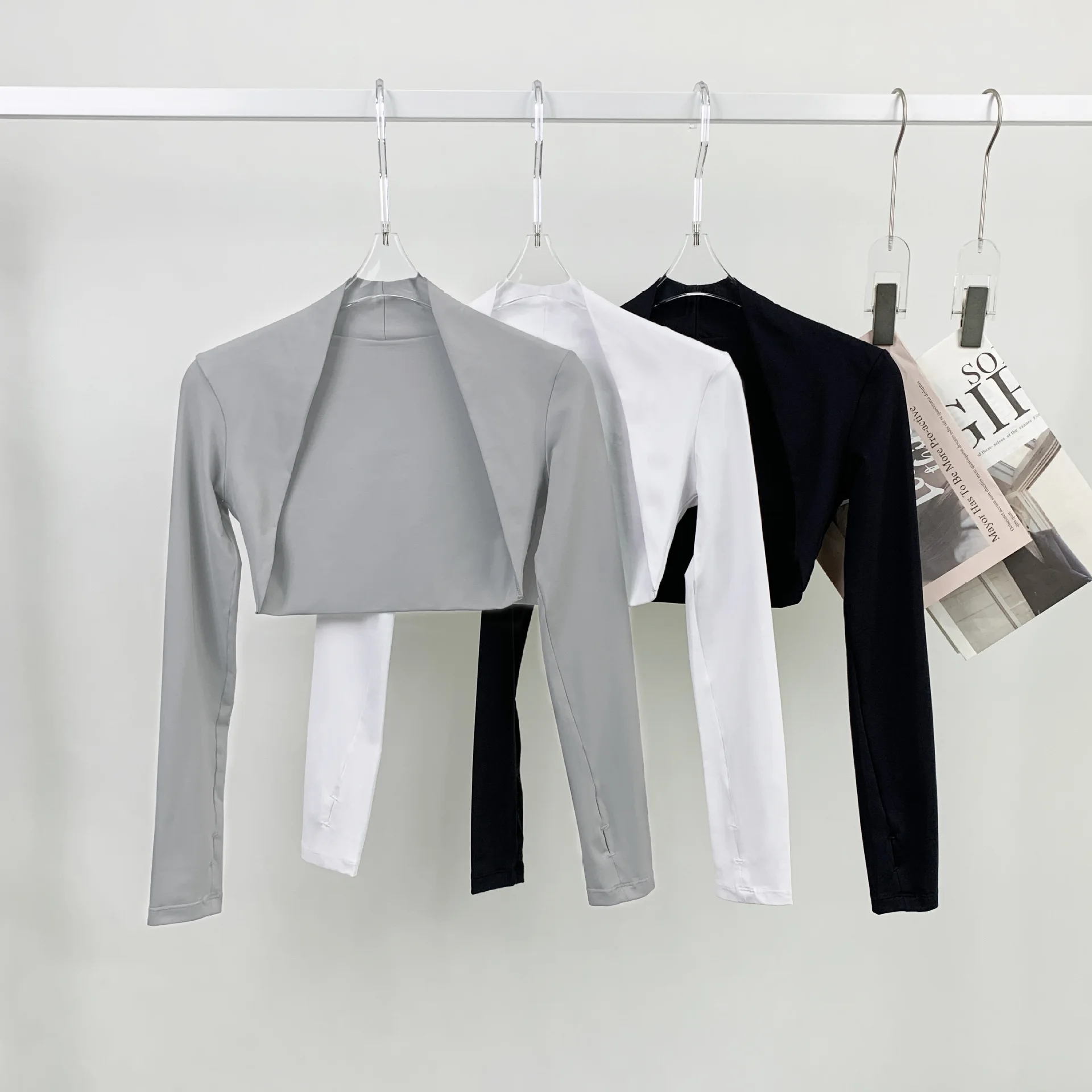 

Dancing Ballet Shawl Women Long Sleeve Yoga Shirts Fitness Crop Top Running Tight Sports Coat Quick Dry Workout Clothes