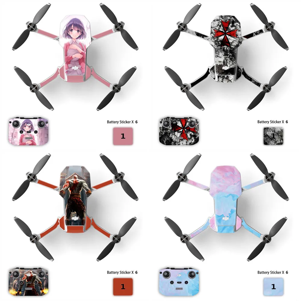 

Kleurrijke Pvc Stickers Voor Dji Mavic Mini 2 Waterdichte Drone Lichaam Arm Afstandsbediening Protector Voor Mini 2 accessoires