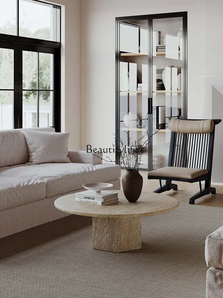 Wabi Sandy Wind Бежевый натуральный травертин Журнальный столик B &amp Гостиная Бытовой