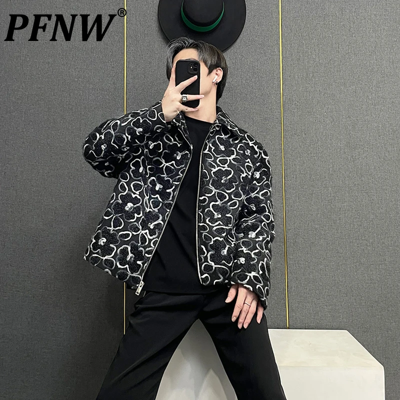 

PFNW Autumn Winter New Men's Suit Jackets Vintage Casual Trend High Street Style Darkwear Design Woolen Plush Plaid Coat 28A0478
