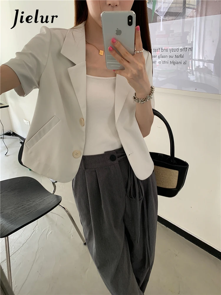 Jielur Женский офисный костюм Летняя короткая куртка во французском стиле рабочая