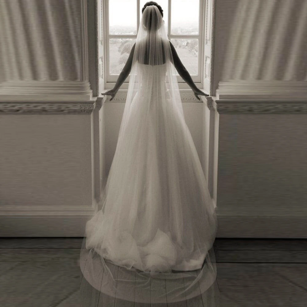 Wedding Bridesmaid Veil Chapel Length Bridal Cut Edge 2 Layer Bride In Black White Ivory | Veils