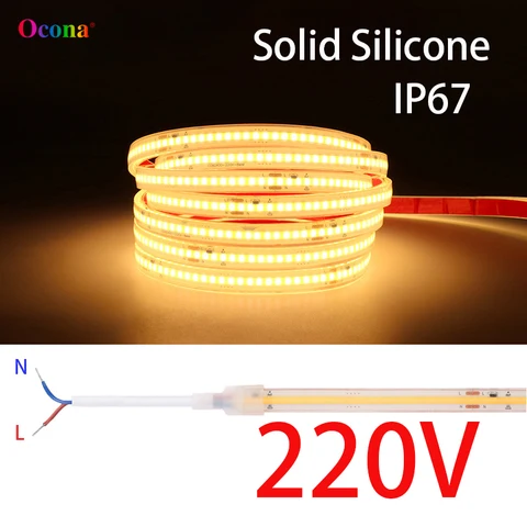 OCONA Светодиодная лента IP67 220В  теплый/холодный белый 10/20 м