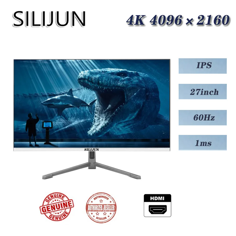 Портативный монитор SILIJUN 27 дюймов 60 Гц, СВЕТОДИОДНЫЙ монитор 4096 × 2160, экран 4K HD, игровой, с плоской панелью