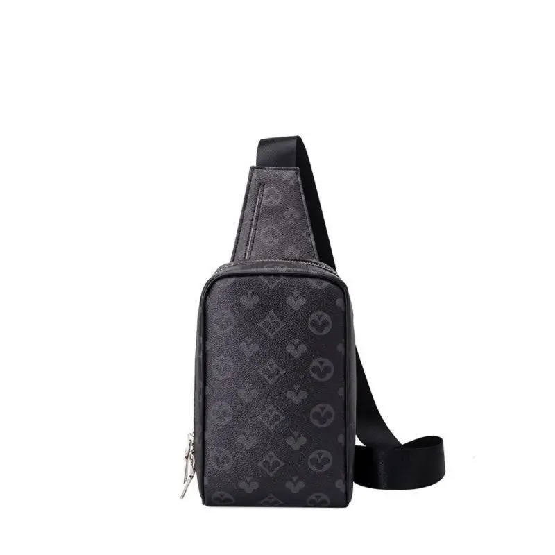 

The New 2023 Men's Printed Bag Chao Brand Leisure Sports Chest Bag Quality PU Fashionable Simple Shoulder Bag