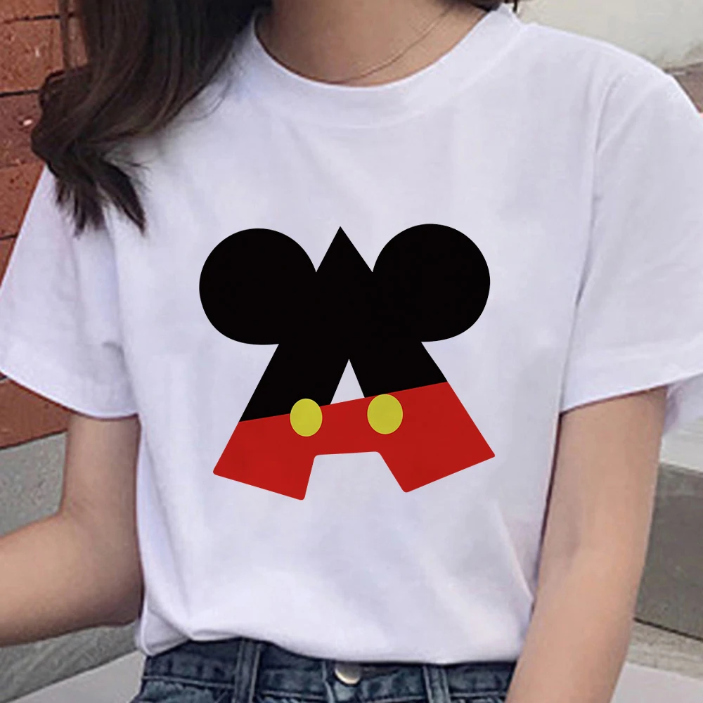 

Custom Name Letter Combination Women's High quality Printing T-shirt Mickey Mouse Letter Font A B C D E F G Short Sleeve Clothes