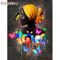 gatyztory 60%c3%9775cm frame butterfly woman painting by numbers figure coloring by numbers canvas painting handpainted diy gift