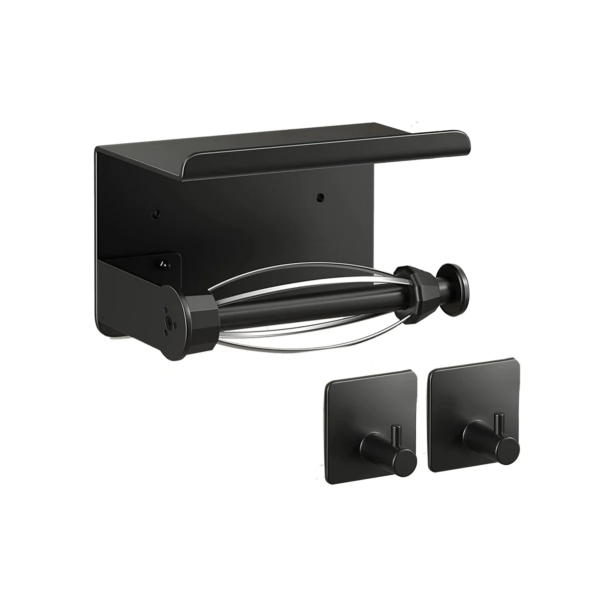 

Toilet Paper Holder with Shelf, Toilet Paper Roll Holder with Damping Effect,Black Tissue Holder for Bathroom Washroom