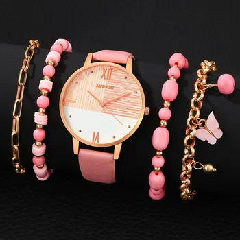 5PCS Set Womens Fashion Quartz Watch Female Clock Geometry Dial Luxury Brand Design Ladies Casual Watch Relogio Feminino 2