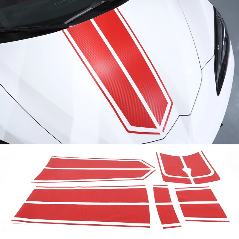 

For Corvette C8 Stingray Z51 Z06 2020-2023 Car Roof Racing Stripes Overlay Graphic Decal Vinyl Stickers Exterior Accessories