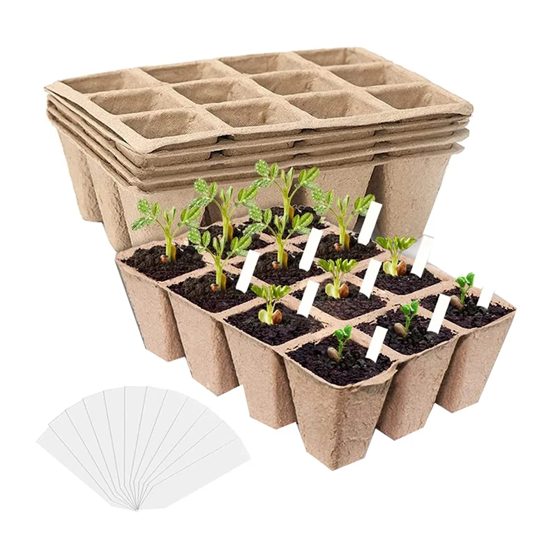 

20 Pack Seed Starter Tray Kit,Peat Pots For Vegetable & Flower,240 Cells Biodegradable Seedling Pots Germination Trays