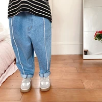 2022 autumn children fashion side patchwork loose jeans boys and girls casual all match denim pants