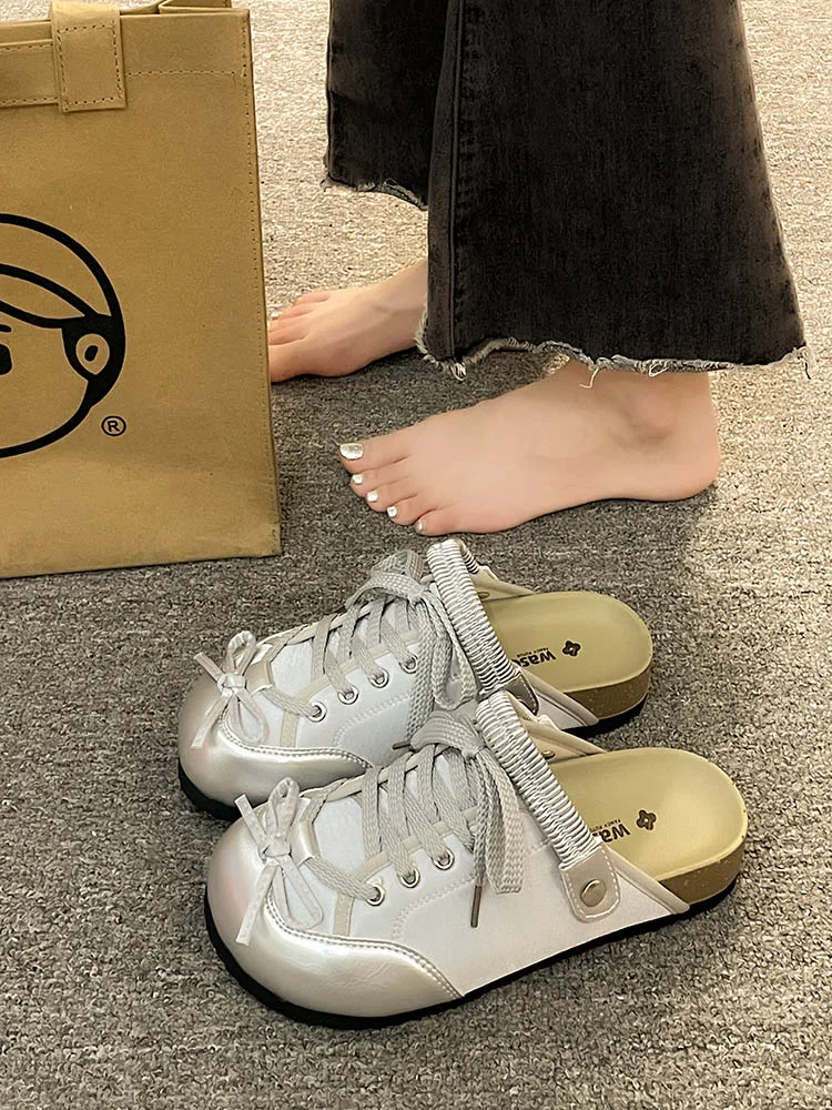 Туфли женские с узлом-бабочкой искусственная кожа мягкие пляжные туфли для