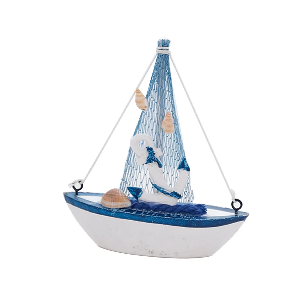 

Sailboat Decoration Decor Nautical Boat Model Sailing Ship Beach Ornament Coastal Mini Sail Wooden Ocean Figurines Wood Statue