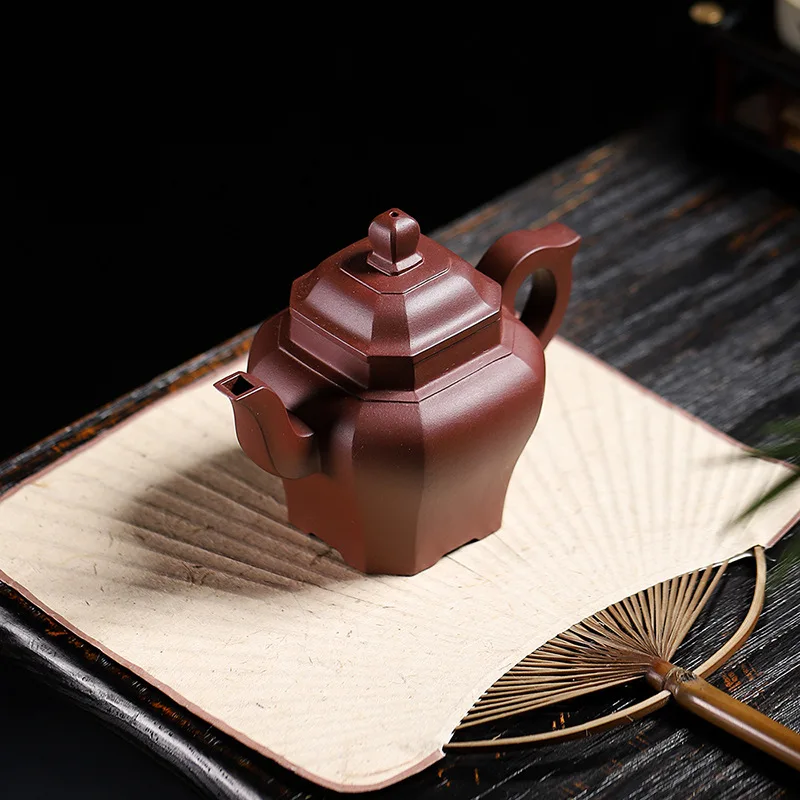 High Quality Yixing Ore Purple Clay Handmade Eight Square GD Pot Sand Household Teapot Tea Set