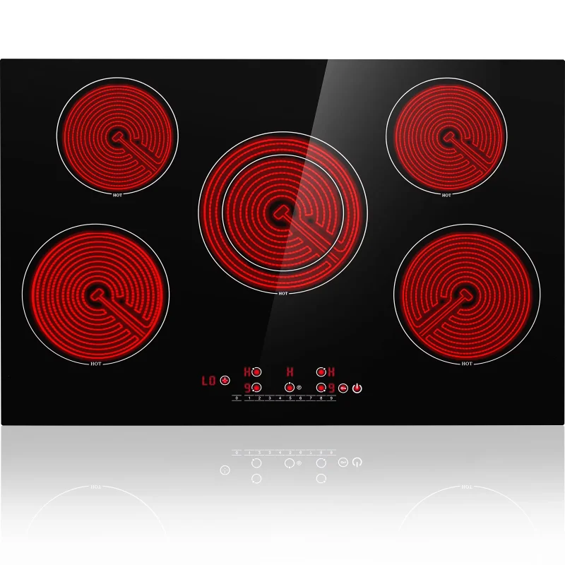

Built-in Electric Cooktop Radiant Ceramic Cooktop 5 Burners 30.3x20.5in