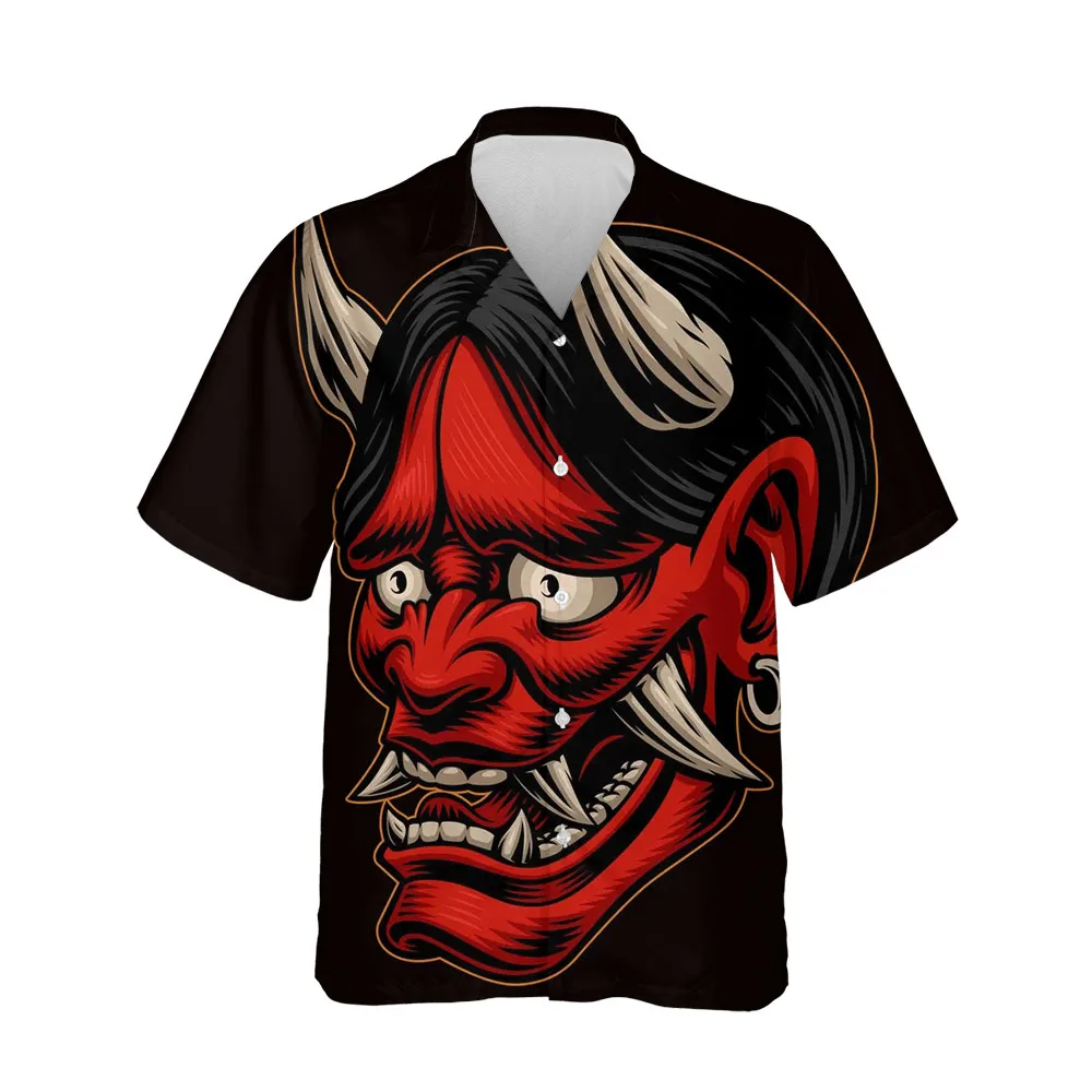 Jumeast 3D Horror Demon Shirts For Men Halloween Festival Gift Black Baggy Clothes Summer Men Shirt Fashion Streetwear Blouses