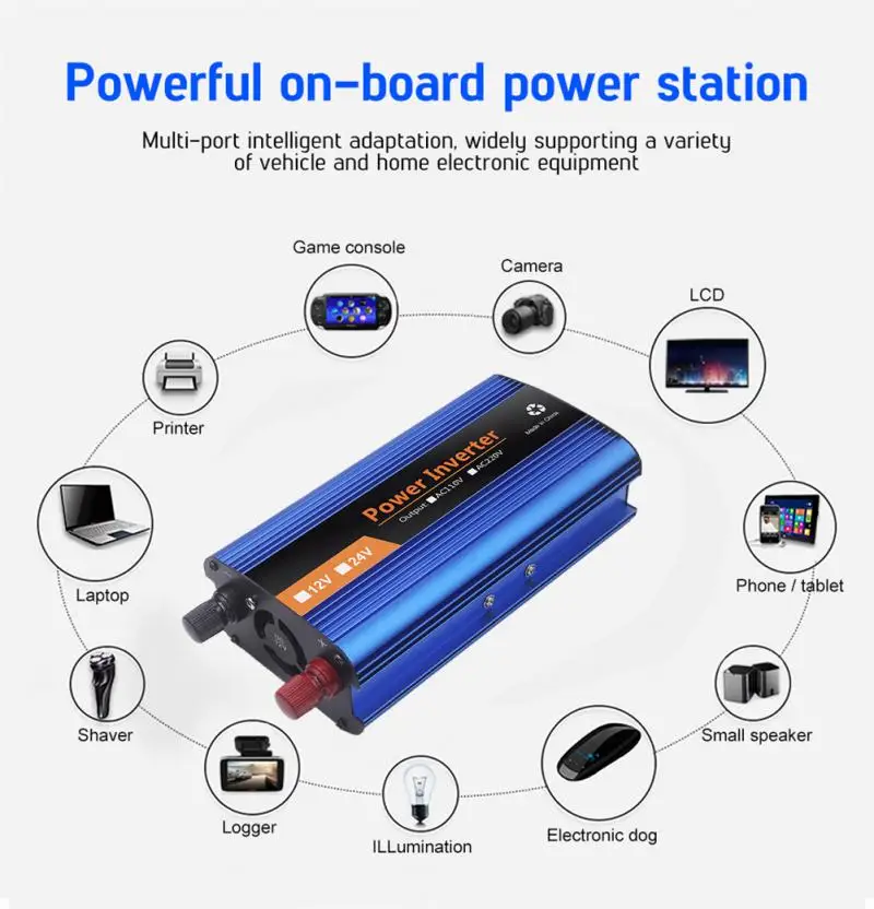 

New 6000W Car Inverter LCD Inverter Solar Inverter DC12V/24V To AC 220V Sine Wave Voltage Converter Adapter Home Outdoor Travel