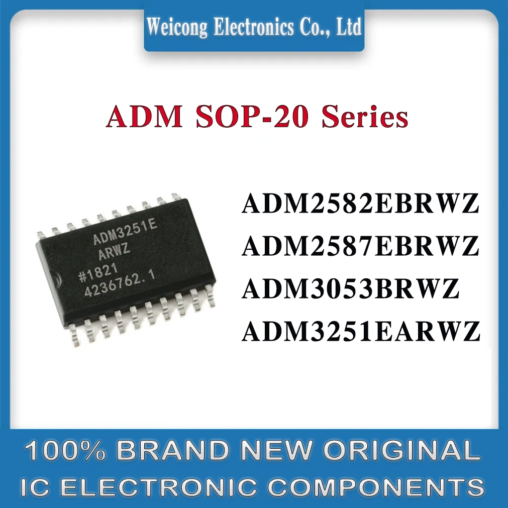 

100% Brand New Original ADM2582EBRWZ ADM2587EBRWZ ADM3053BRWZ ADM3251EARWZ ADM2582 ADM2587 ADM3053 ADM3251 ADM AD IC Chip SOP-20